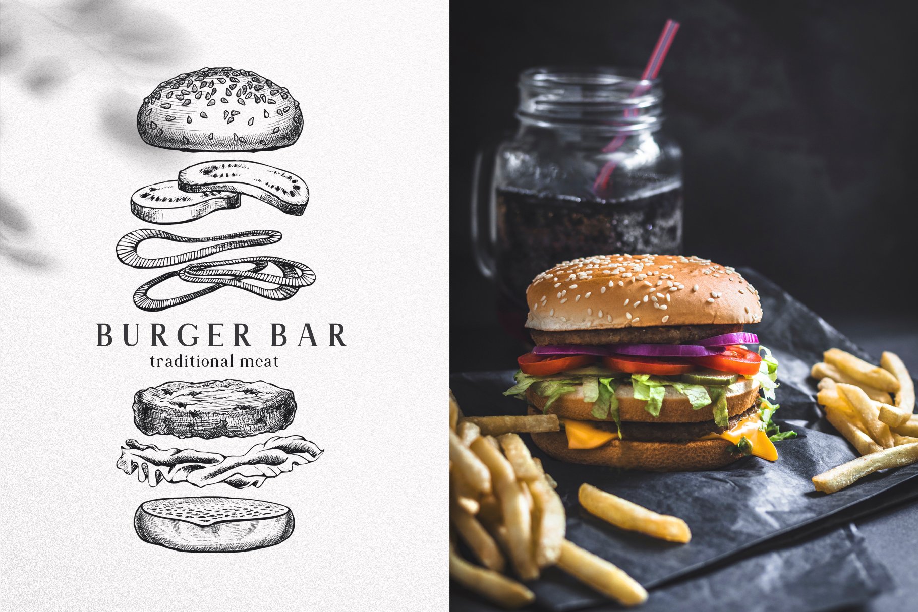 Nice burger illustration for logo.