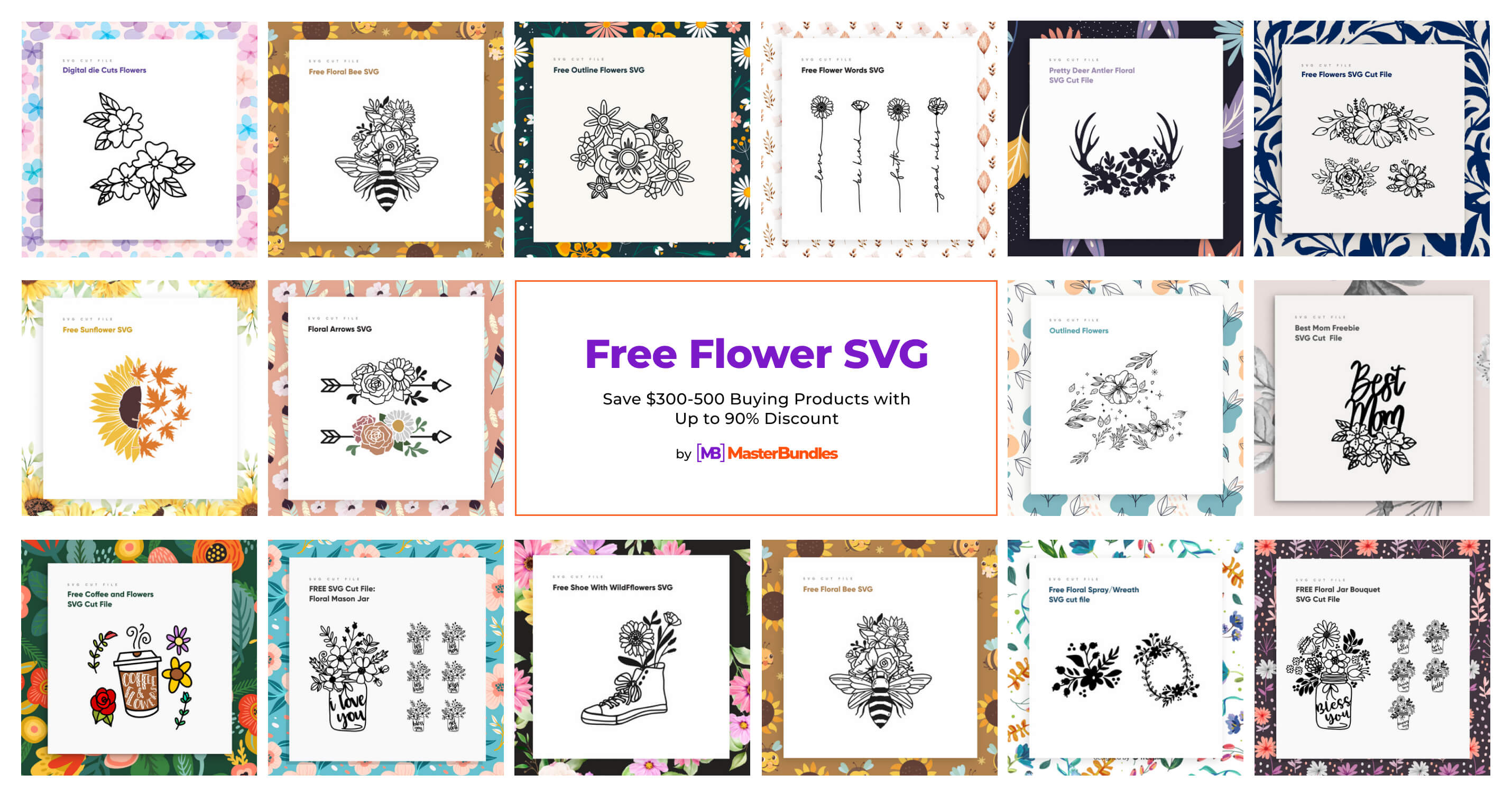 Floral diamond SVG design - Modern flower SVG file - Flower