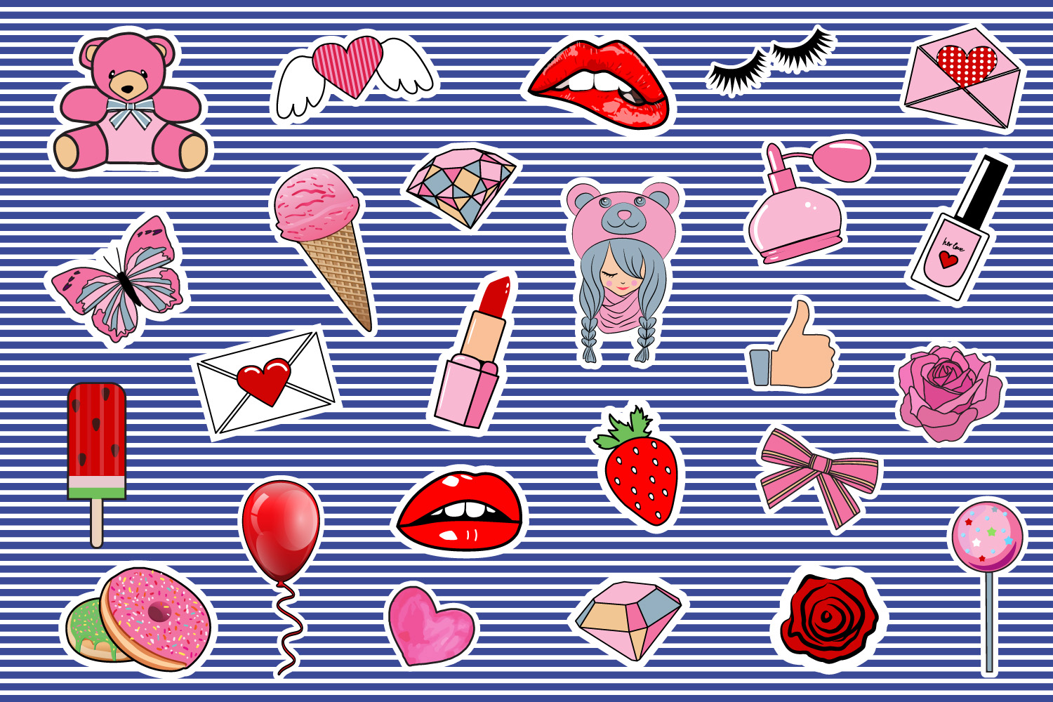 Сute Girly Stickers and Patterns facebook.