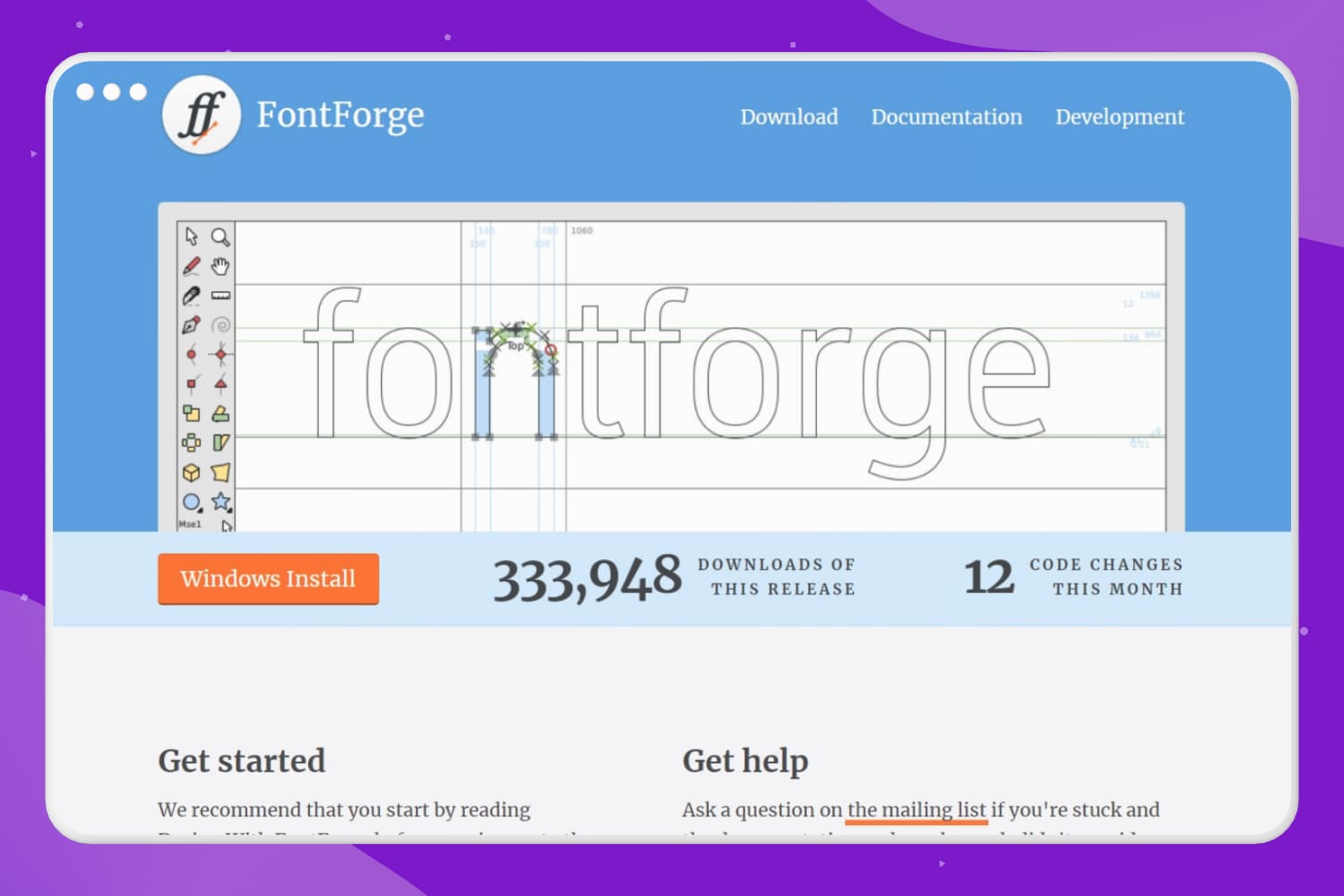 Fontforge home page.