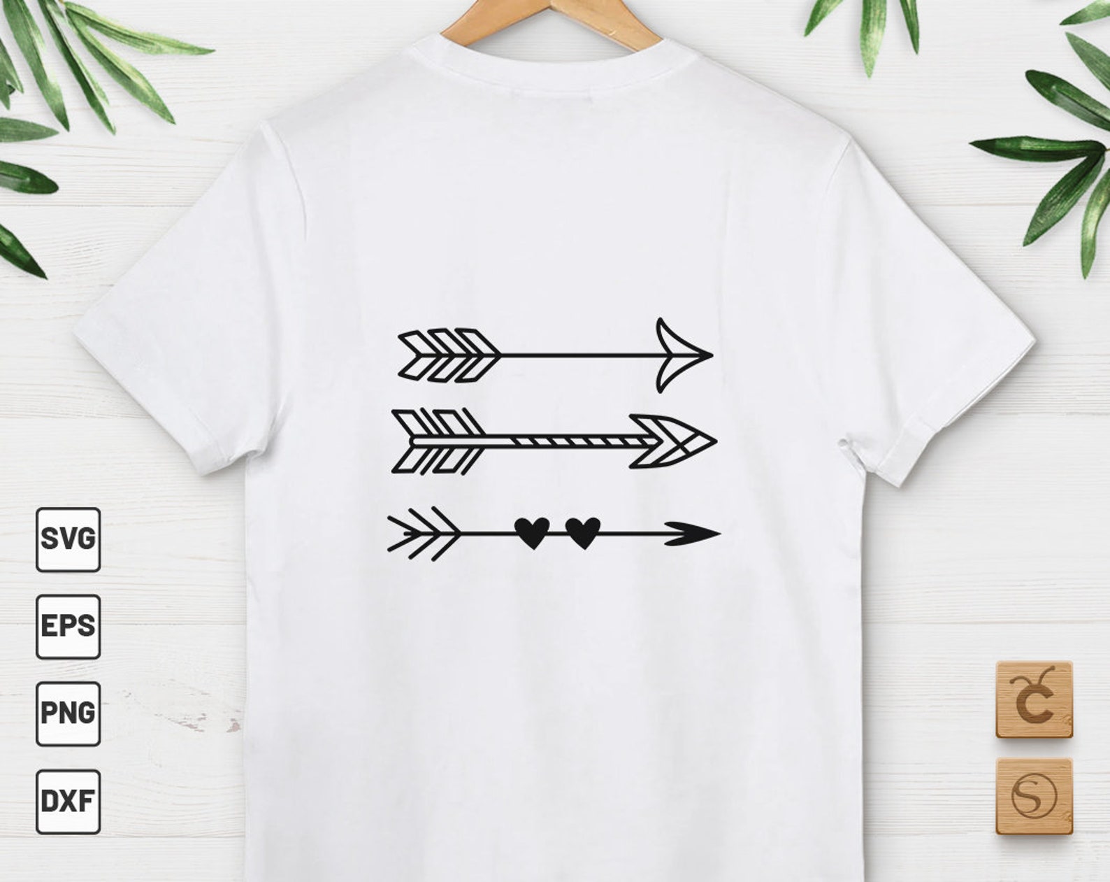Arrows for different purposes. White t-shirt with arrow.