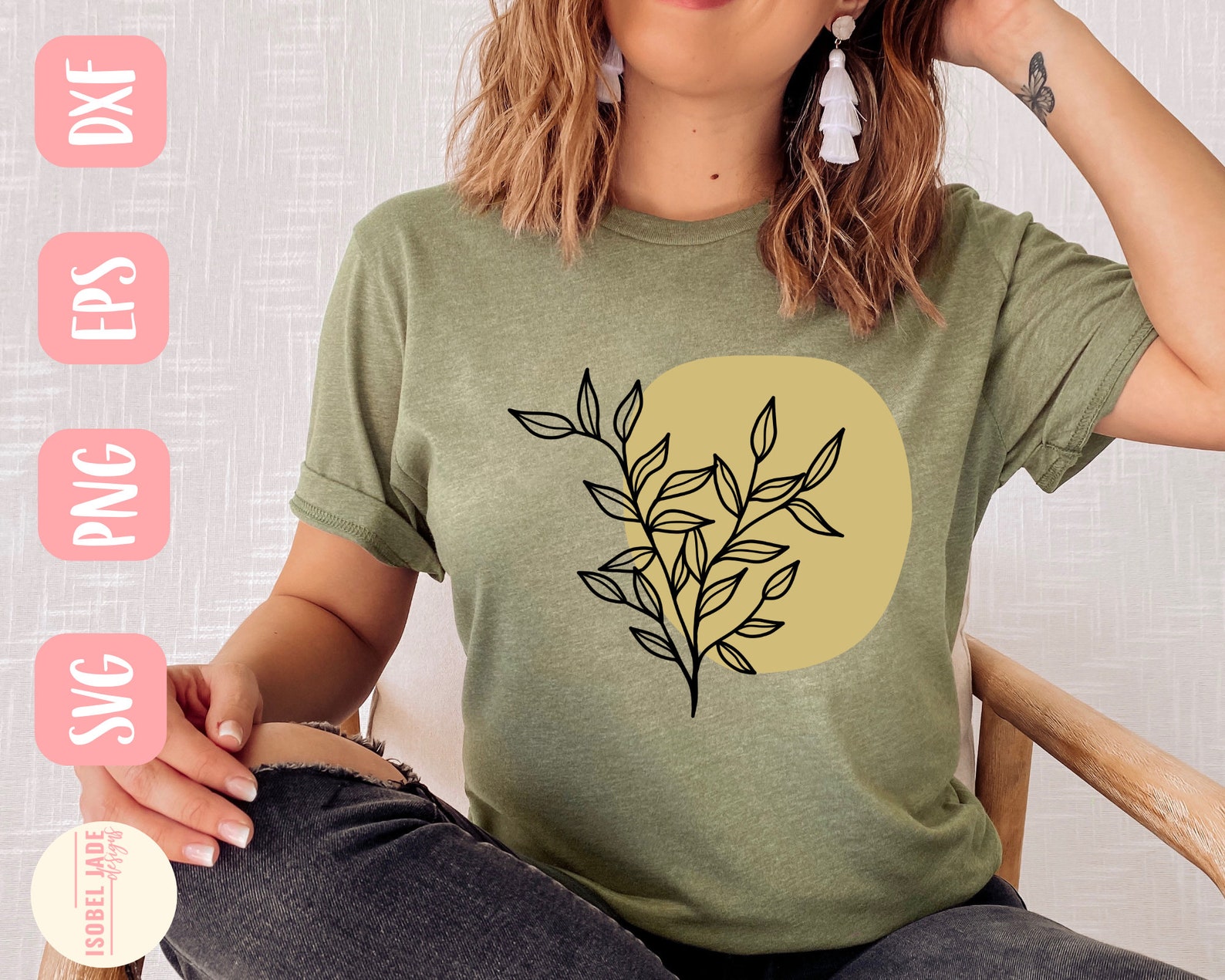 Olive t-shirt with print.