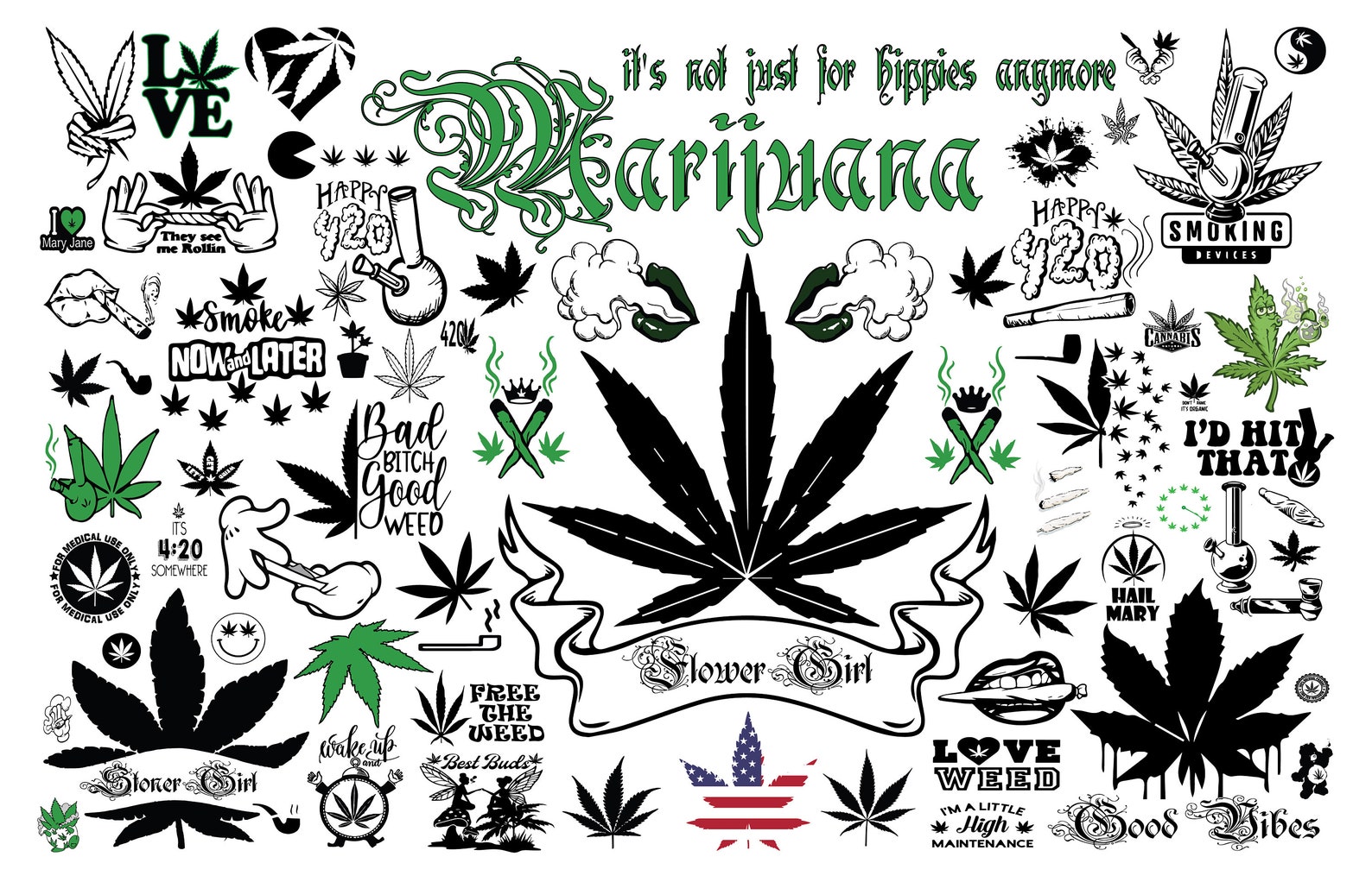 Diverse of marijuana Leaves.