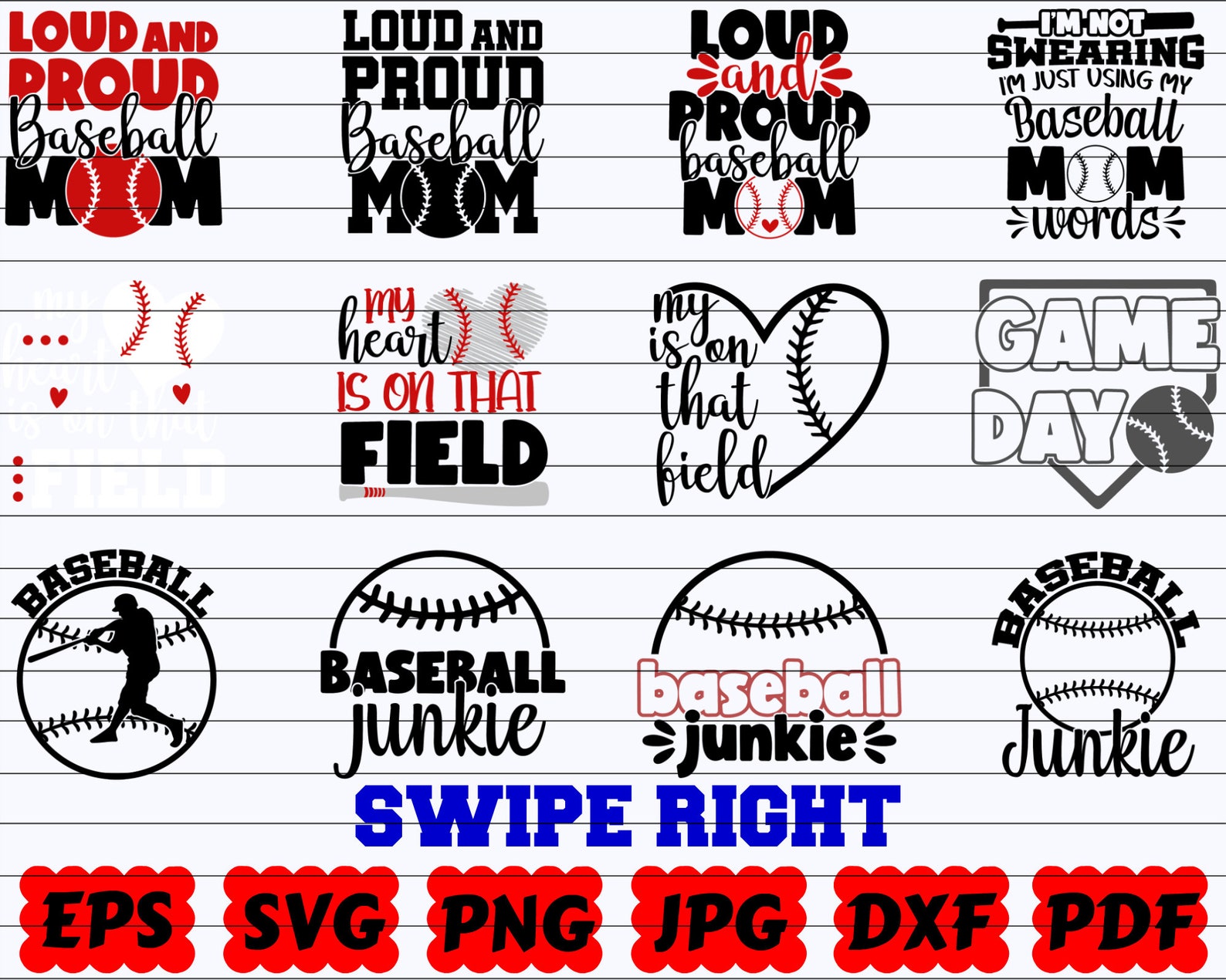 Creative package of SVGs baseball.
