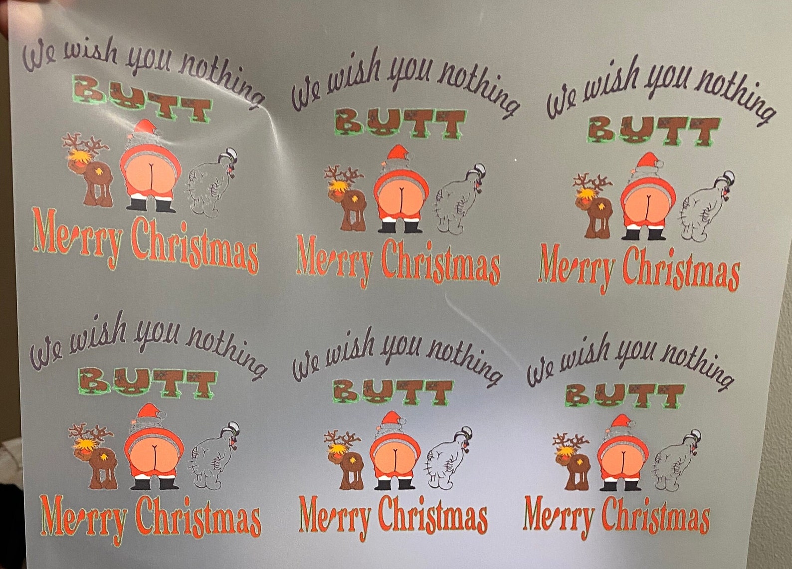 Stickers with Santa's ass.