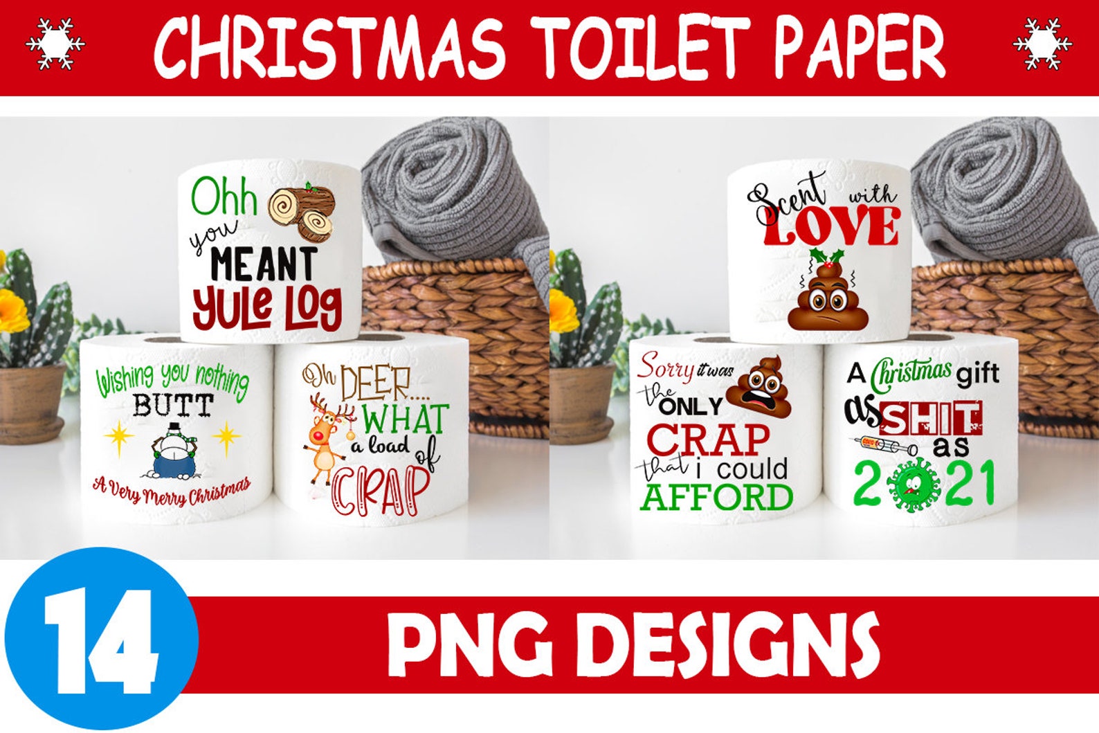 Christmas toilet paper designs.