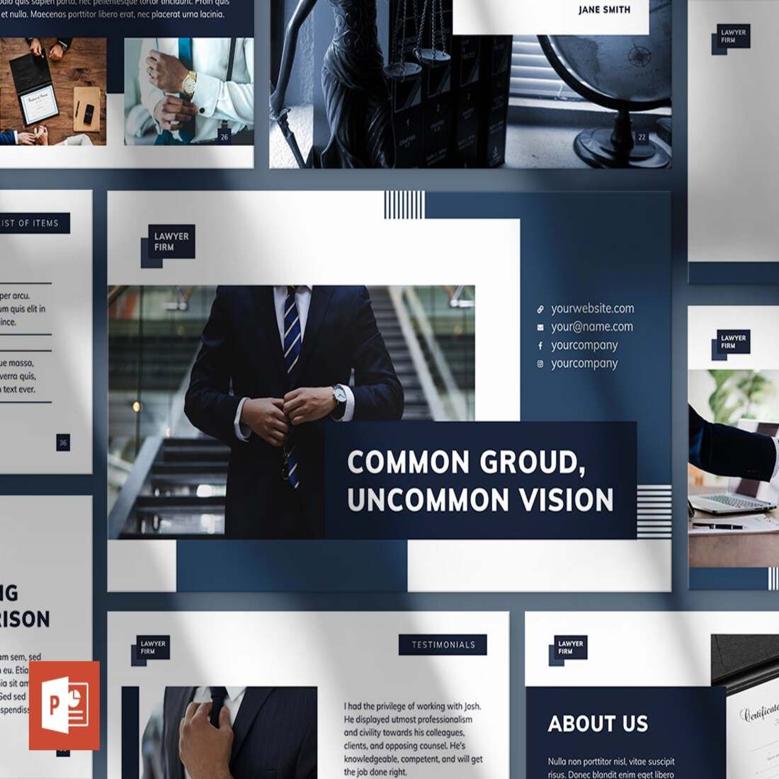 Law Firm PowerPoint Presentation Template main cover.