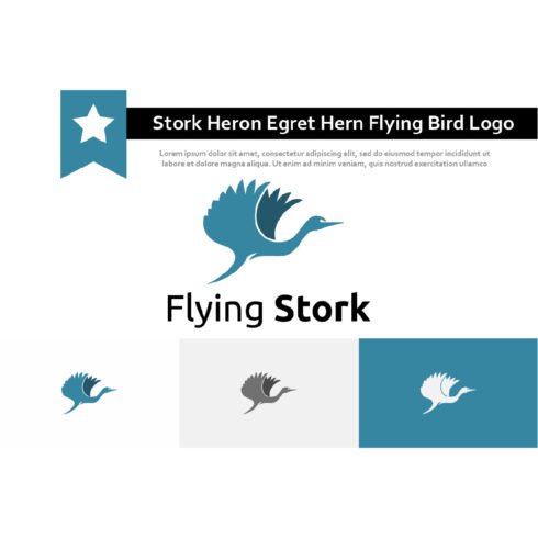 Stork Heron Egret Hern Flying Wings Bird Nature Animal Logo Example.