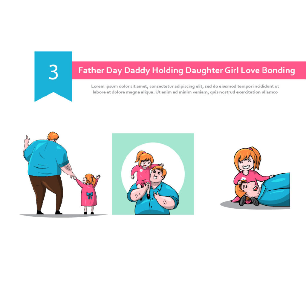 3 Father Day Daddy Holding Daughter Girl Love Bonding Cartoon Masterbundles 8783