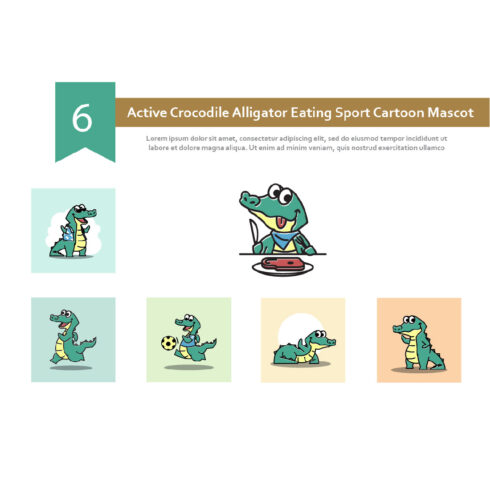 Crocodile Eating and Doing Sport Activity - Cartoon.