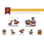 7 Turkey Bird Couple Autumn Fall Thanksgiving Character Cartoon cover image.