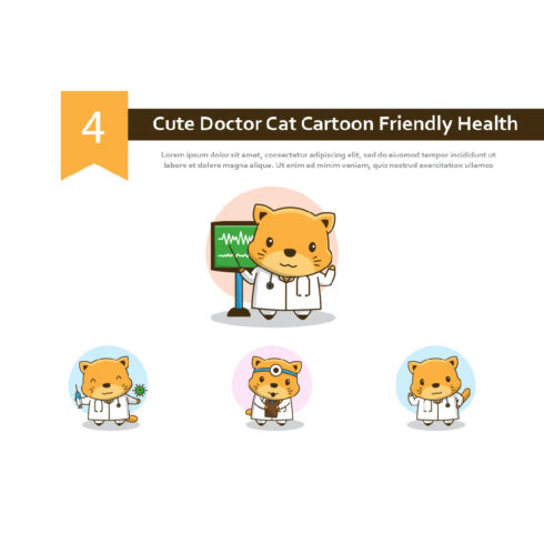4 Cute Doctor Cat Cartoon Friendly Health cover image.