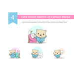 4 Cute Doctor Dentist Cat Cartoon Dental.