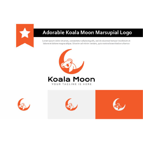 Adorable Koala Crescent Moon Sleeping Dreaming Marsupial Animal Logo.