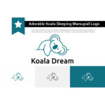Adorable Koala Sleeping Dreaming Marsupial Animal Line Logo cover image.