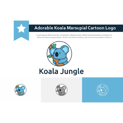 Adorable Koala Tree Marsupial Animal Zoo Cartoon Mascot Logo.