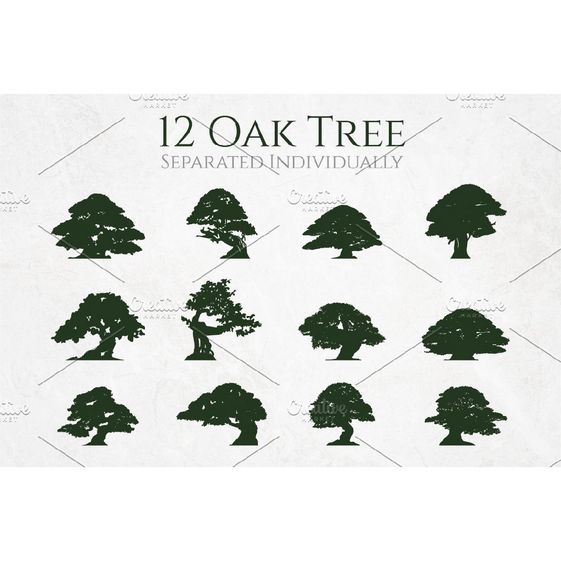 Artistic Big Oak Tree Silhouette Set cover image.