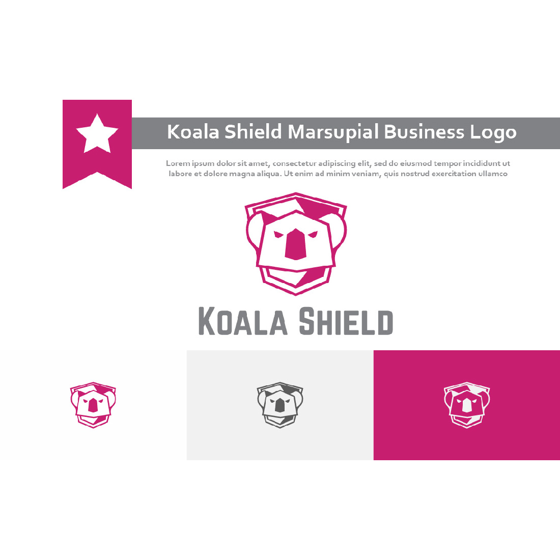 Koala Shield Marsupial Animal Game Business Nature Protection Logo.