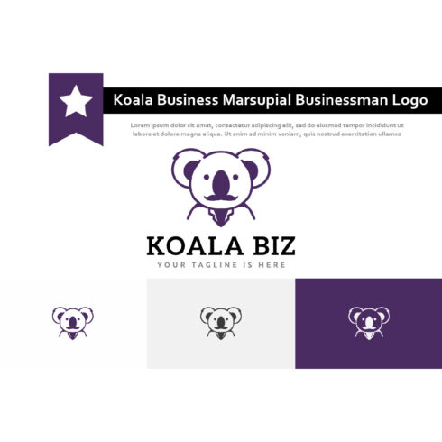 Moustache Koala Business Marsupial Animal Businessman Logo.