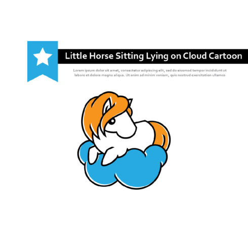 Cute Little Horse Sitting Lying on Cloud Animal Cartoon cover image.