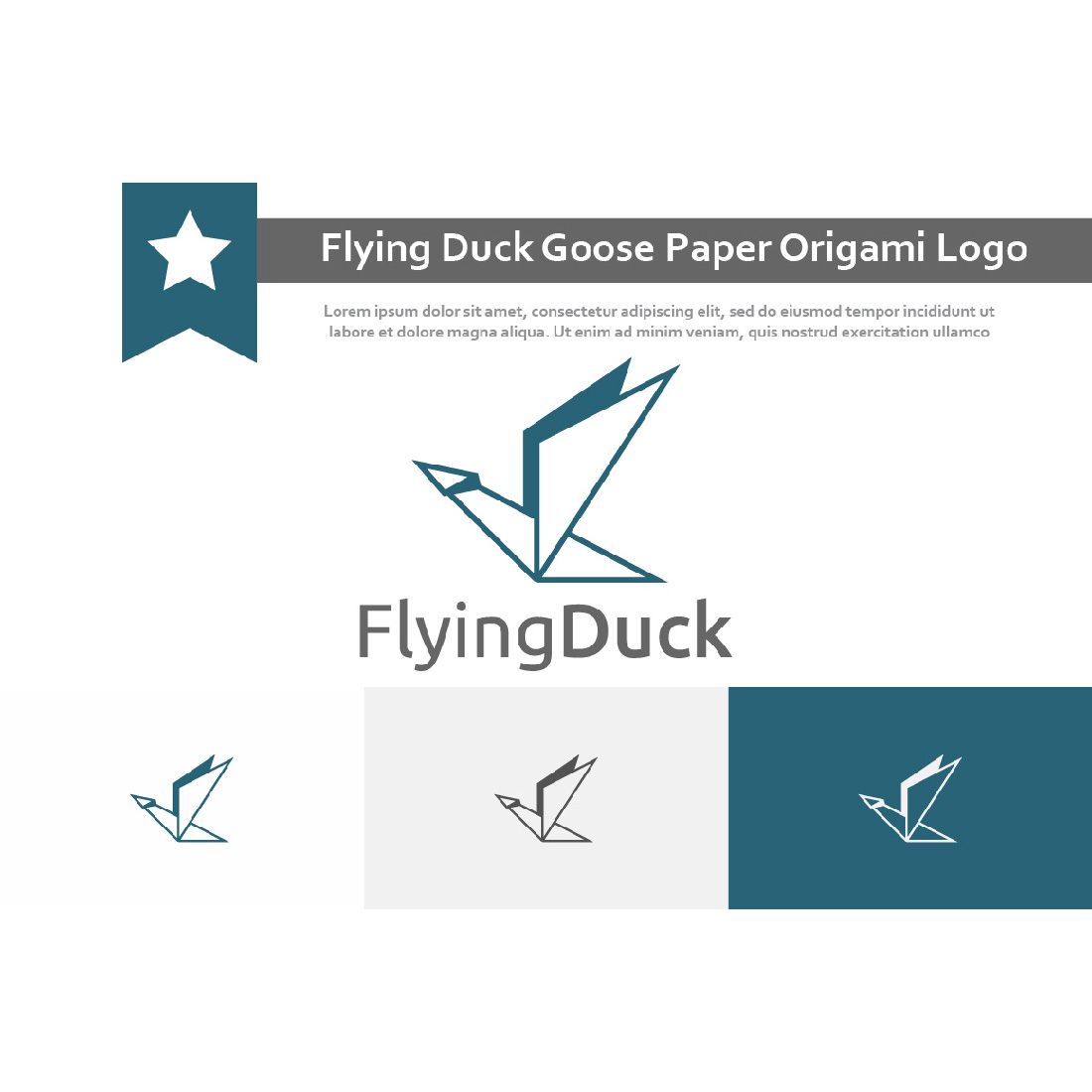 Flying Duck Goose Paper Origami Style Line Logo cover image.