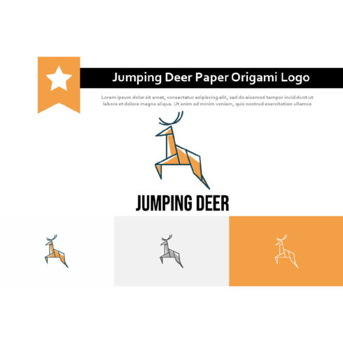 Jumping Deer Nature Animal Paper Origami Style Line Logo Example.