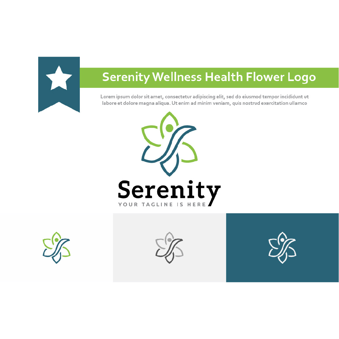 Serenity Wellness Health Flower Nature Abstract Line Logo Example.