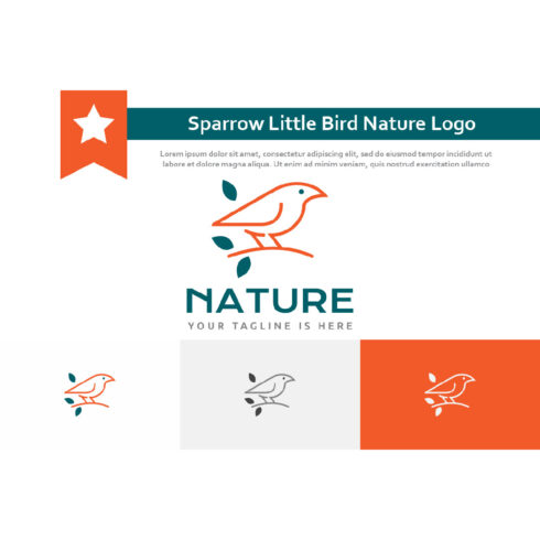 Cute Sparrow Little Bird Nature Freedom Peace Line Logo cover image.