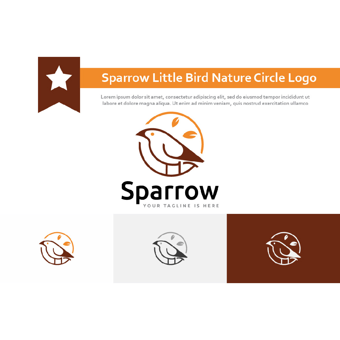 Cute Sparrow Little Bird Nature Peace Circle Line Logo preview image.