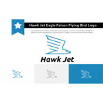 Fast Hawk Jet Eagle Falcon Flying Bird Monoline Logo Template cover image.