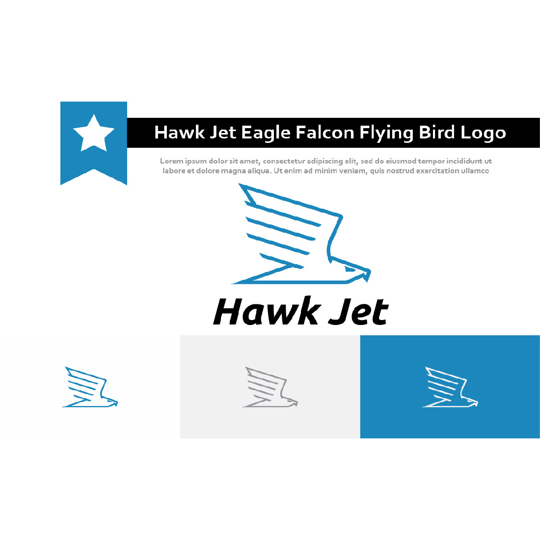 Fast Hawk Jet Eagle Falcon Flying Bird Monoline Logo Template cover image.