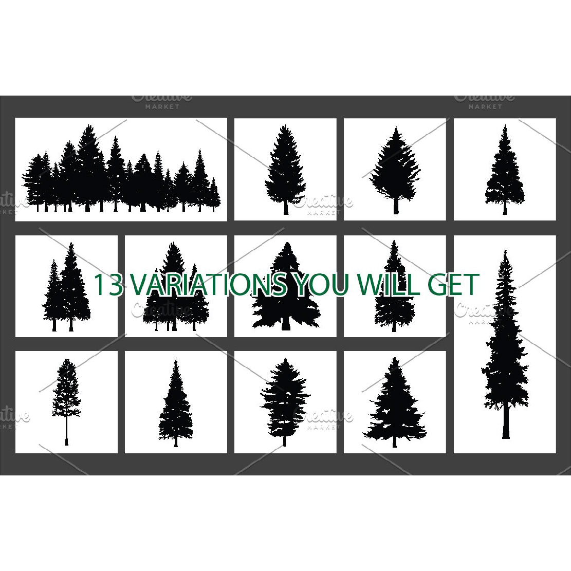 Coniferous Pine Fir Conifer Tree Forest Silhouette Example.