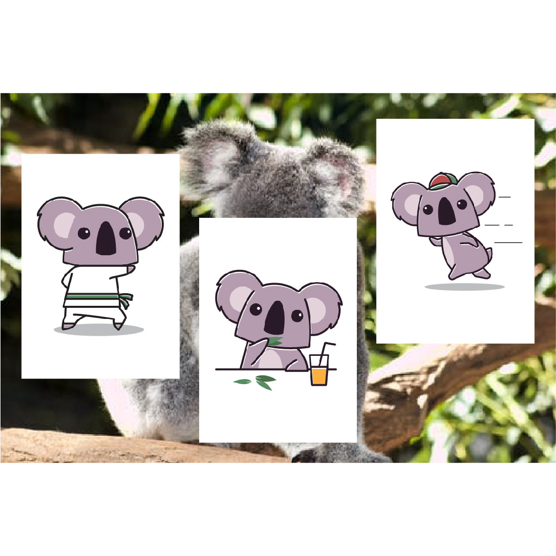 8 Adorable Koala Zoo Cartoon Character Sticker preview image.