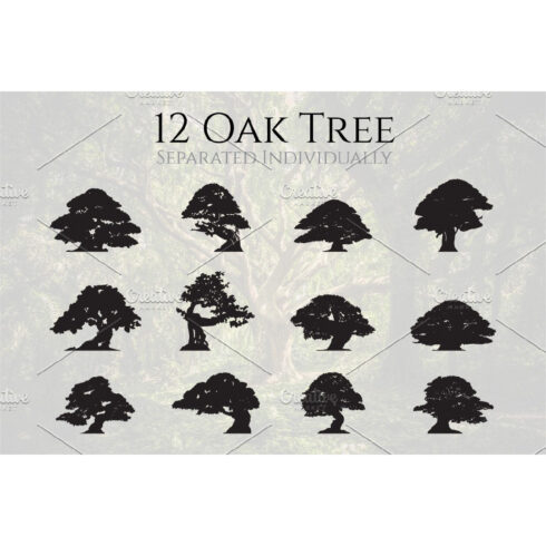 Artistic Big Oak Tree Silhouette Set main cover.