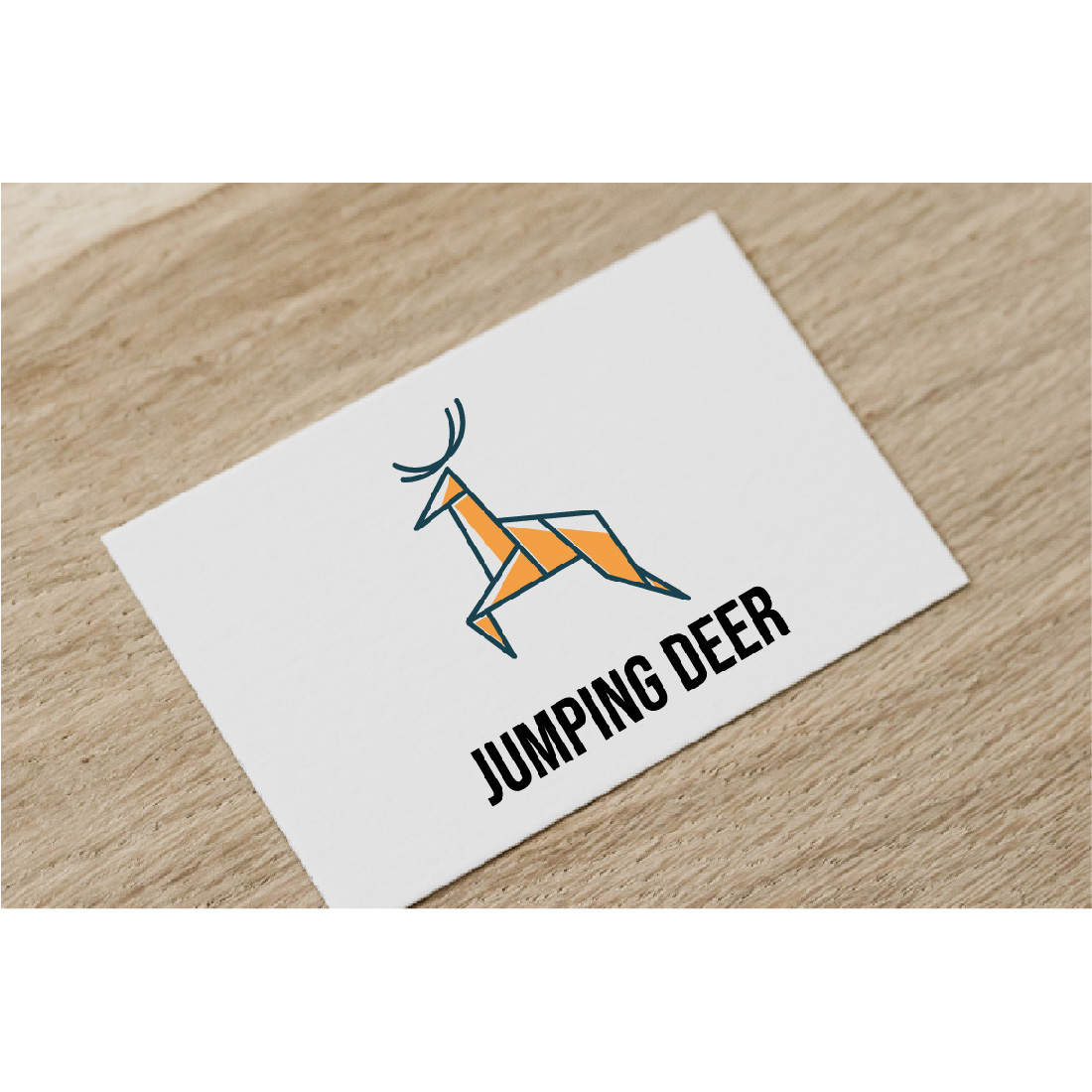 Jumping Deer Nature Animal Paper Origami Style Line Logo cover image.