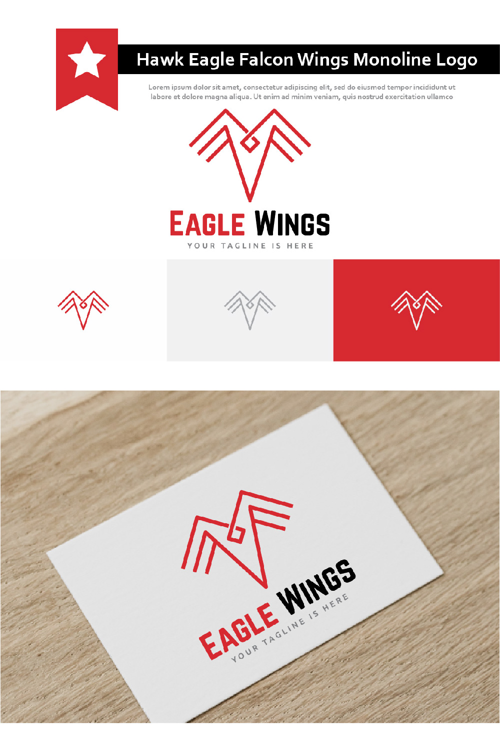 Red logo template with bird.