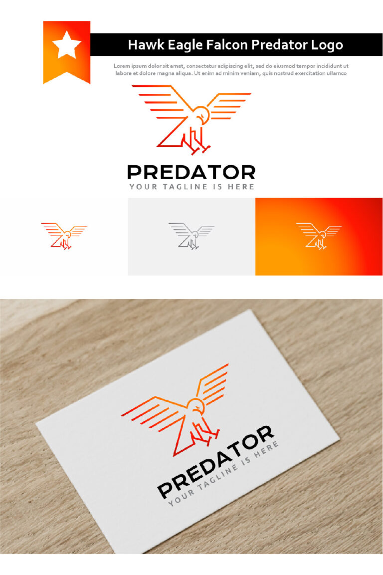 Hawk Eagle Falcon Wings Predator Bird Monoline Logo Template ...