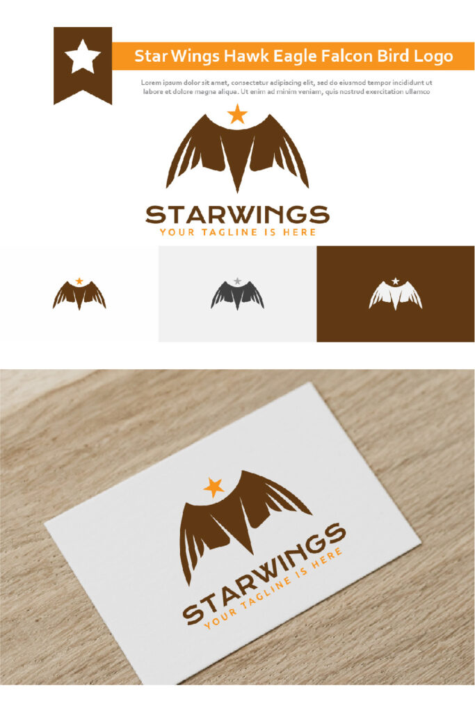 Star Wings Hawk Eagle Falcon Predator Bird Logo Template - MasterBundles