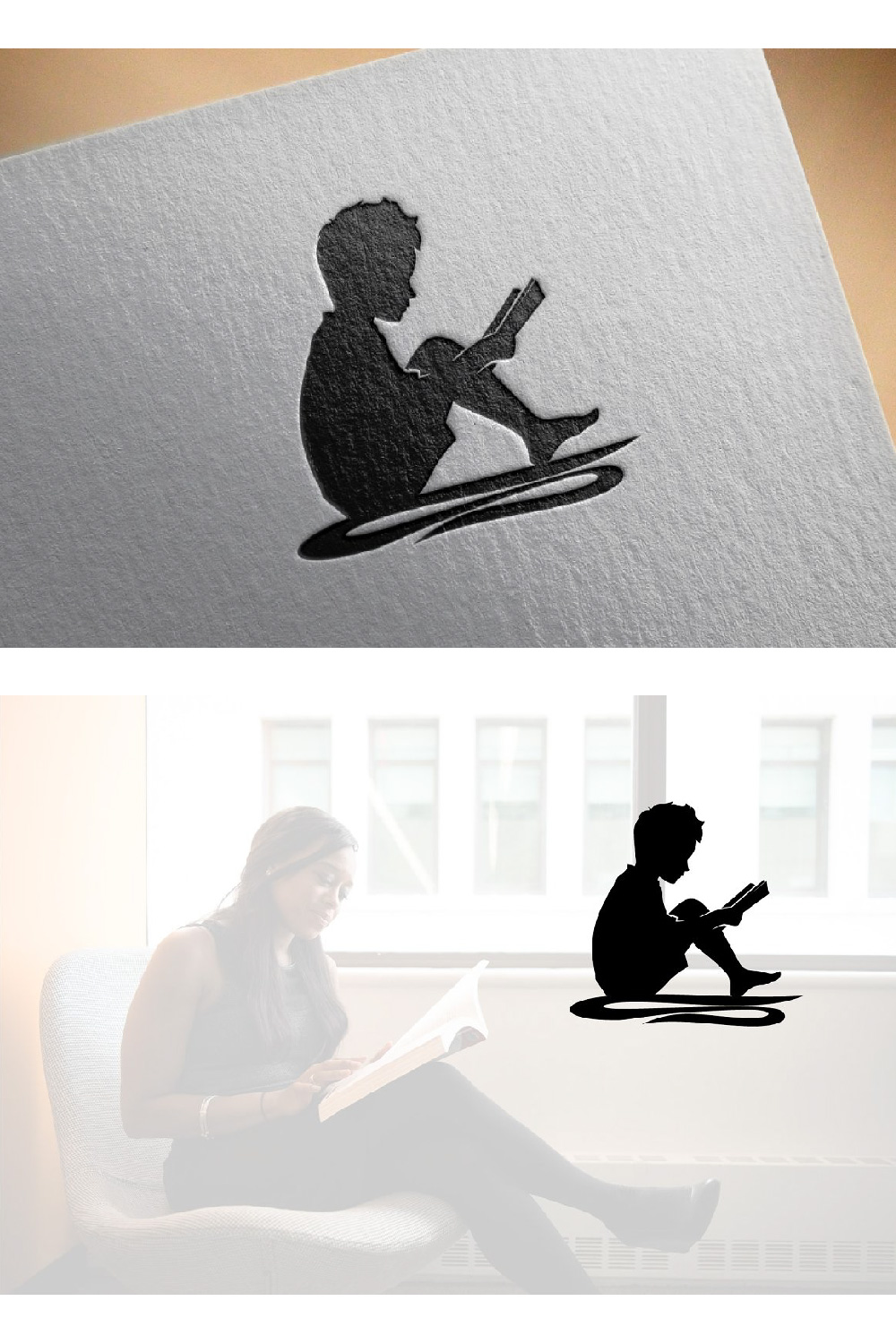 Little Boy Study Book Silhouette.