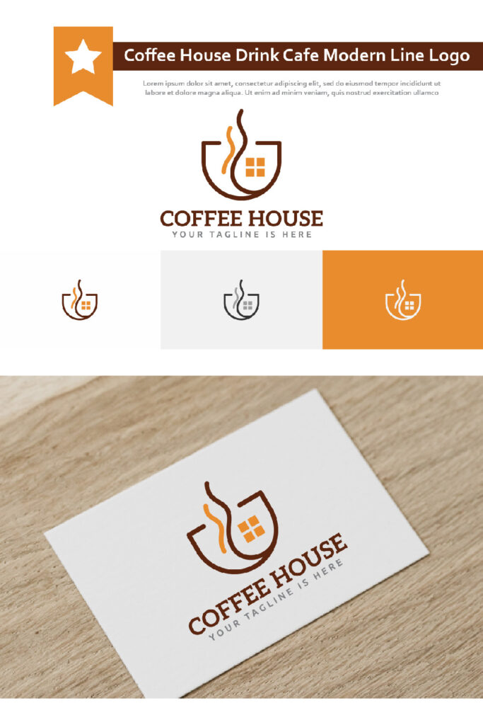 Coffee House Drink Cafe Modern Simple Line Logo | MasterBundles