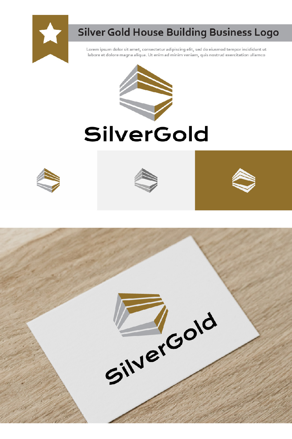 Silver Gold House Building Financial Business Abstract Logo pinterest image.