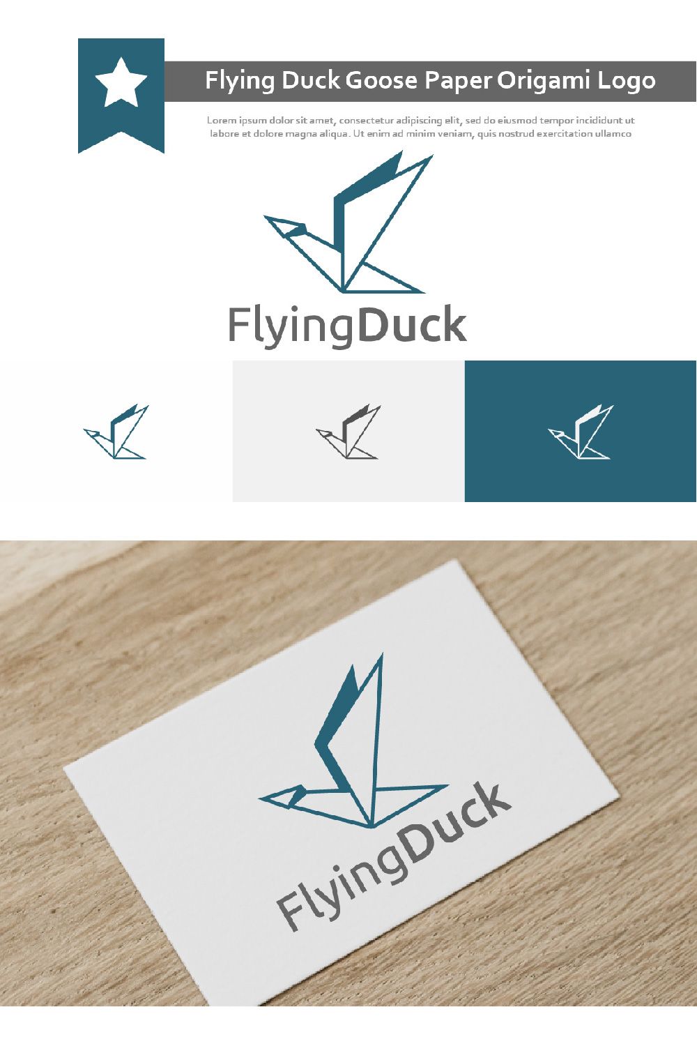 Flying Duck Goose Paper Origami Style Line Logo pinterest image.