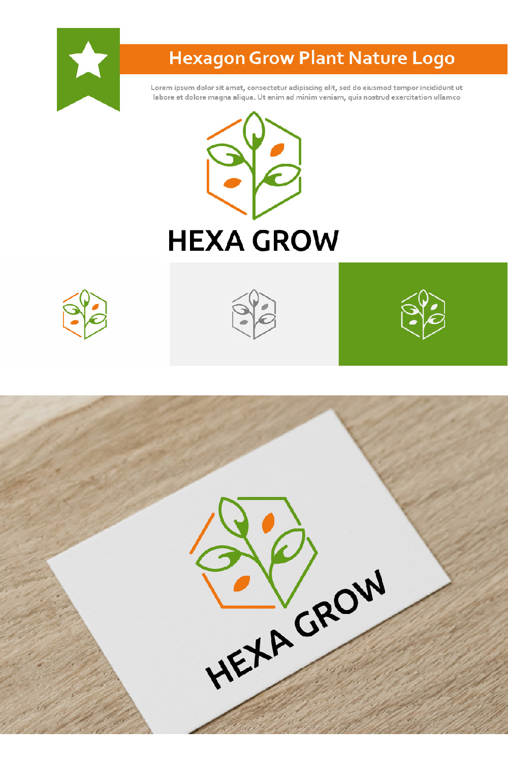 Green plan in hexagon for your logo.