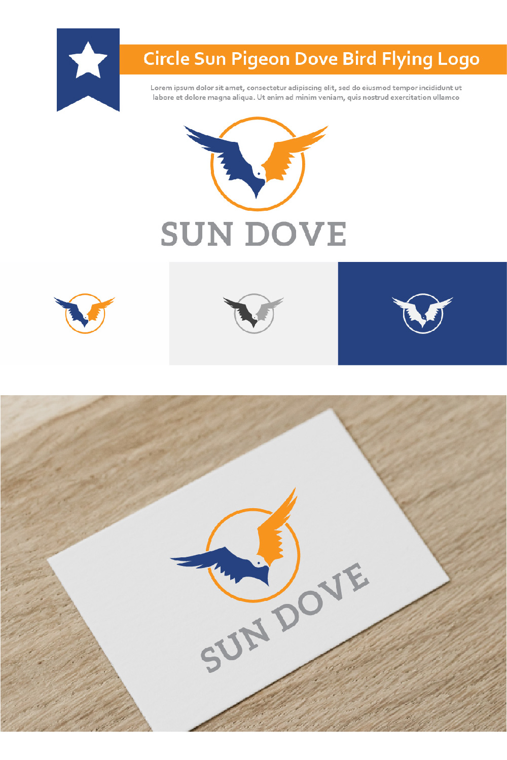 Logo template with blue and orange birds.