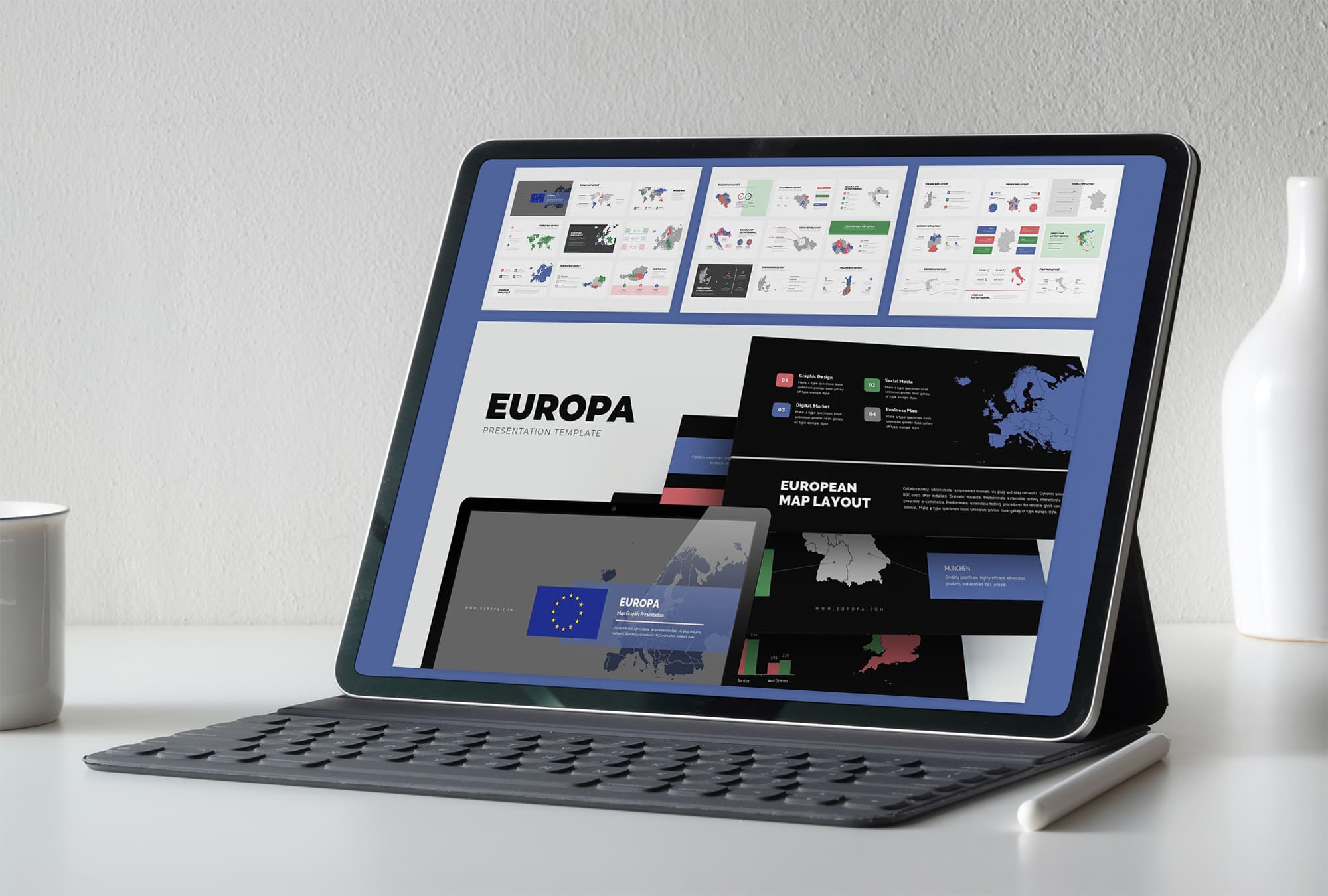 Europa : Europe Area Map Keynote - tablet.