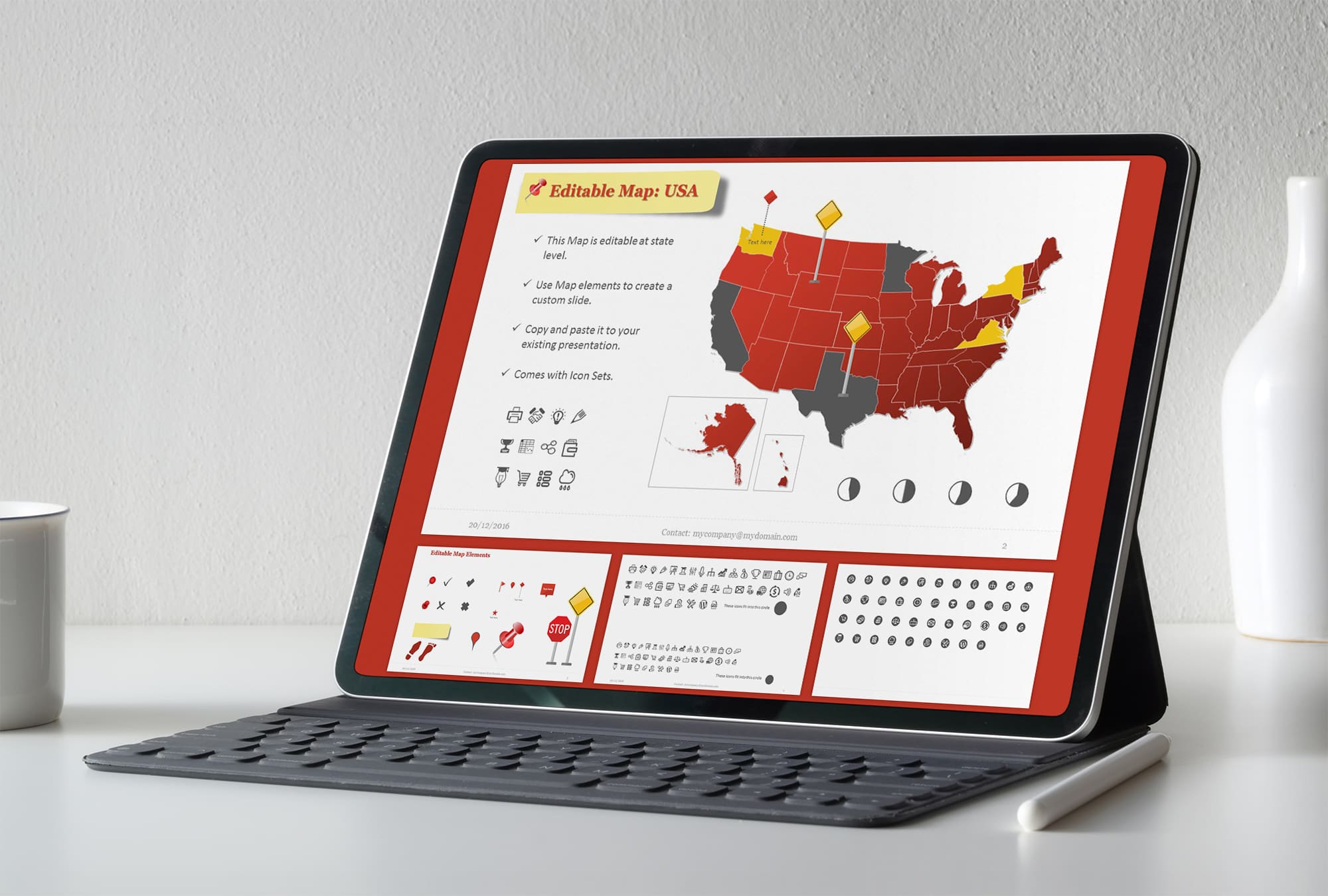 Editable USA Map with Elements.PP - tablet.