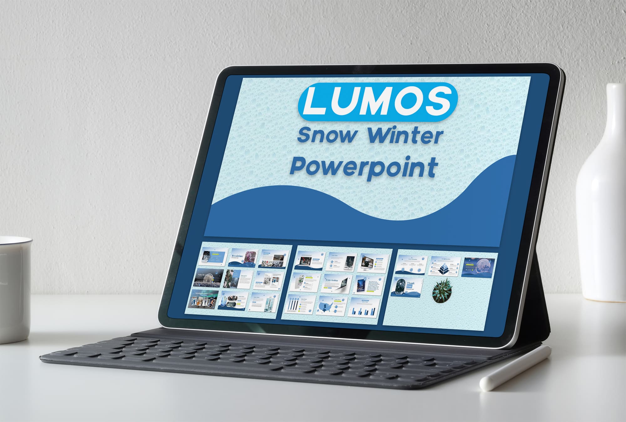 Tablet option of the Lumos - Snow Winter Powerpoint.