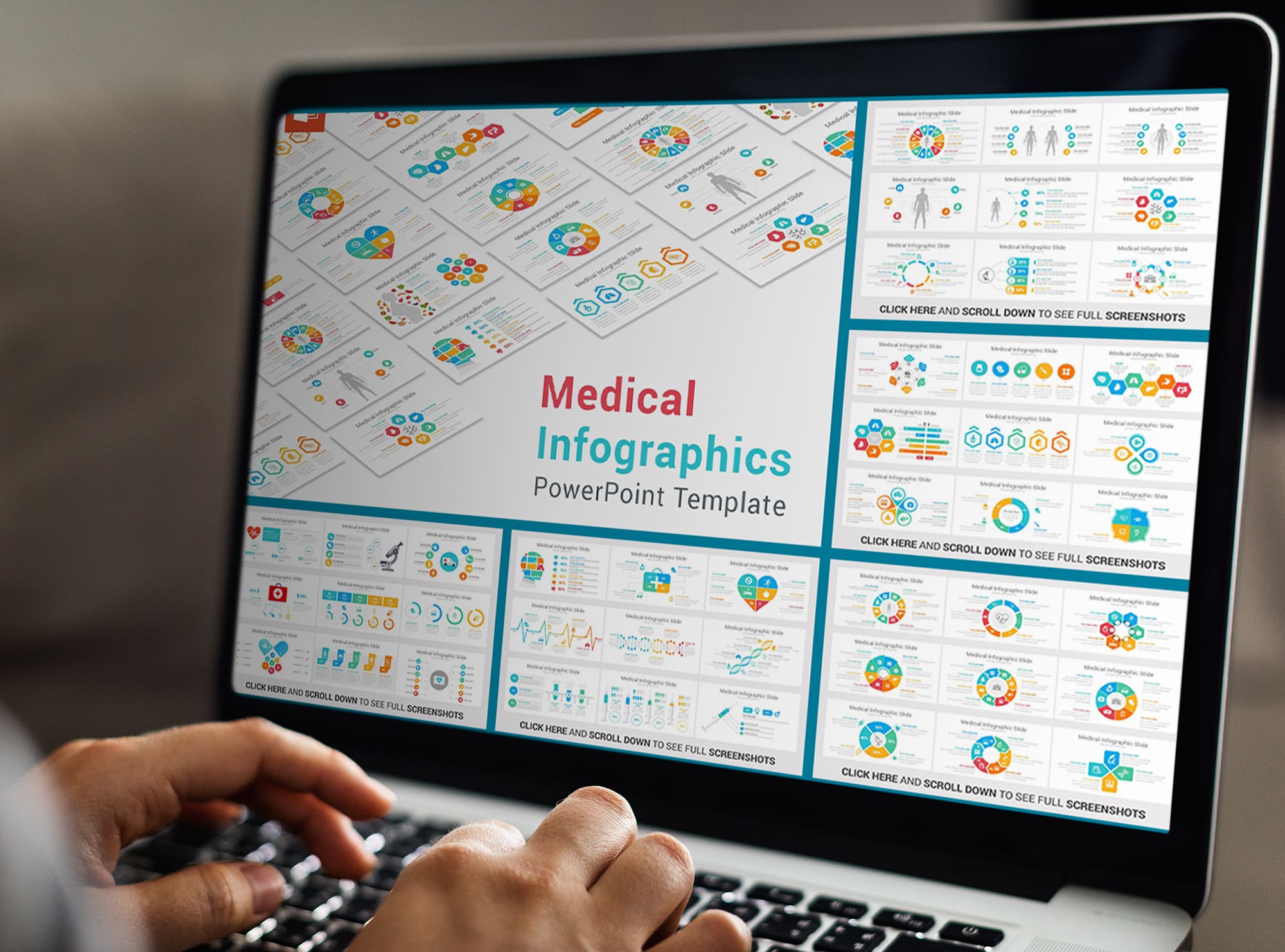 Laptop option of the Medical Infographics PowerPoint.