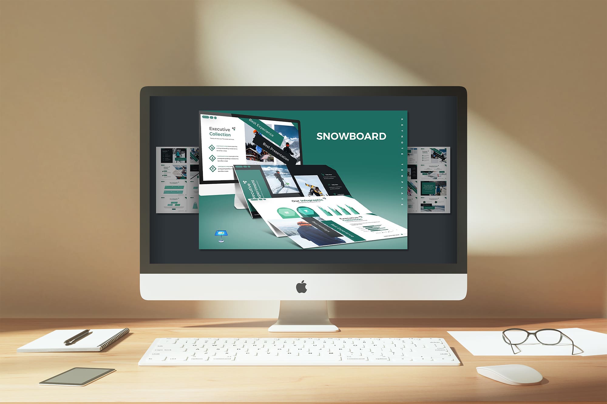 Snowboard - Keynote Template on Desktop.