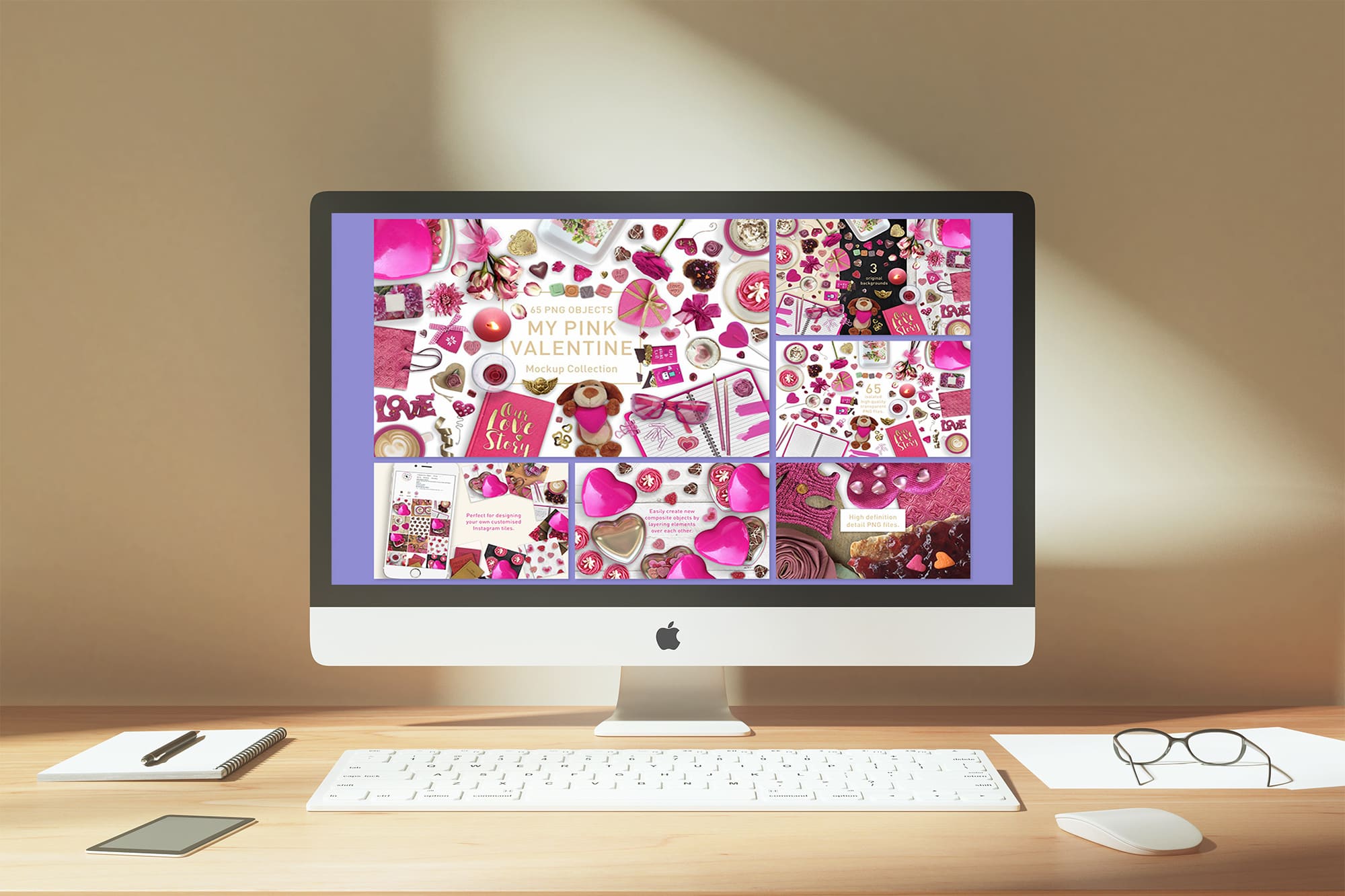 My Pink Valentine Mockup Collection - Mockup on Desktop.